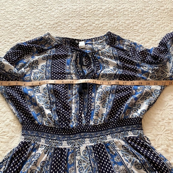 Fun black & white, white & blue & black, blue, white & black patchwork boho top - Picture 11 of 16